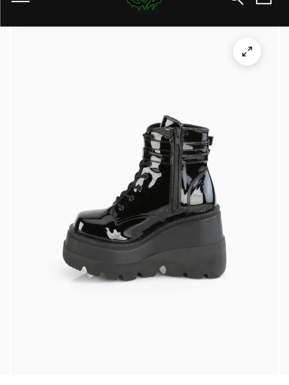 NEW NO BOX DEMONIA WOMEN’S SIZE 11 SHAKER-52 Vegan Black Patent Platform Boots